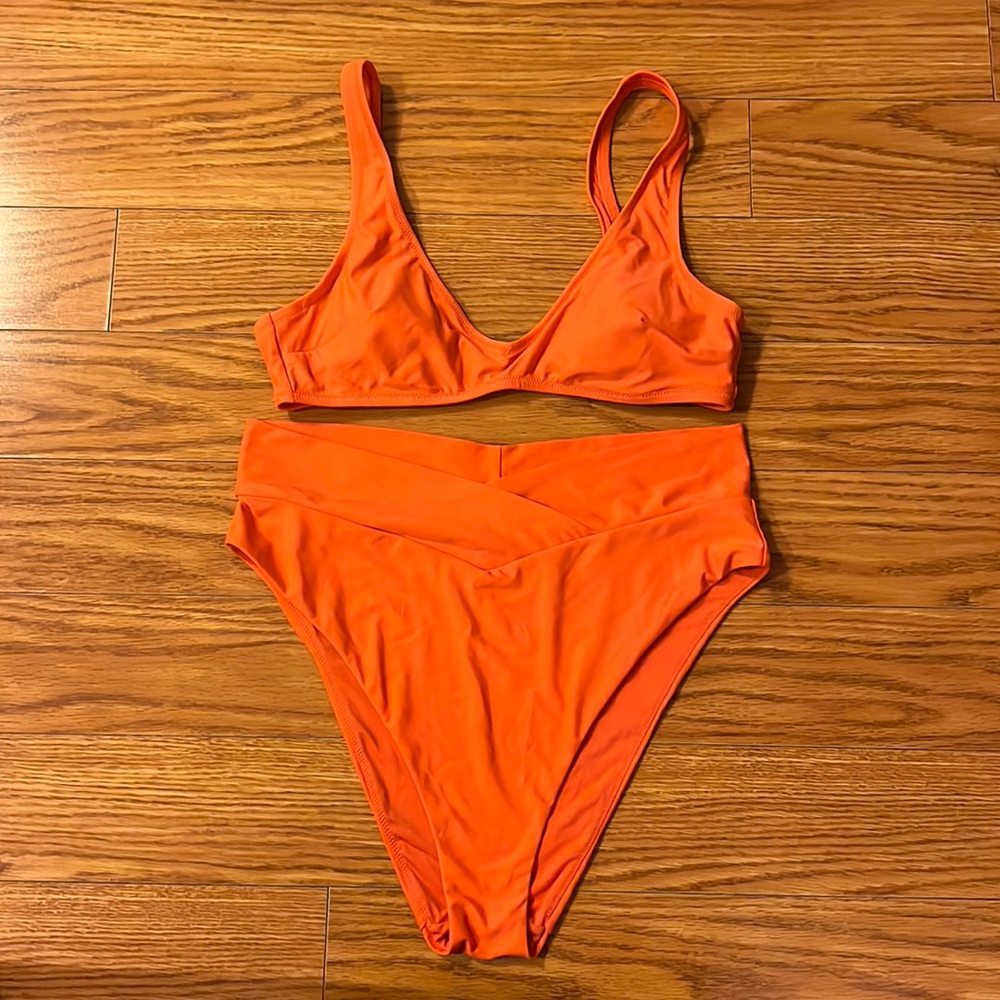 Aerie Orange High Waisted Bikini Set - Size L/XL